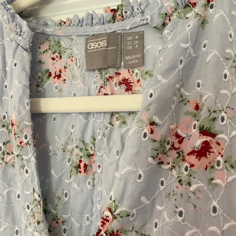 ASOS Blue Floral Embroidered Dress - Picture 7 of 12